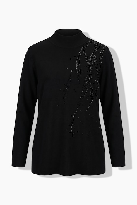 Pullover, Ziersteinchen, Stehkragen, Langarm