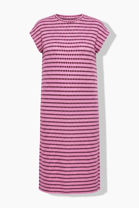 Midikjole, oversize, Jersey, strukturstriper, ermeløs