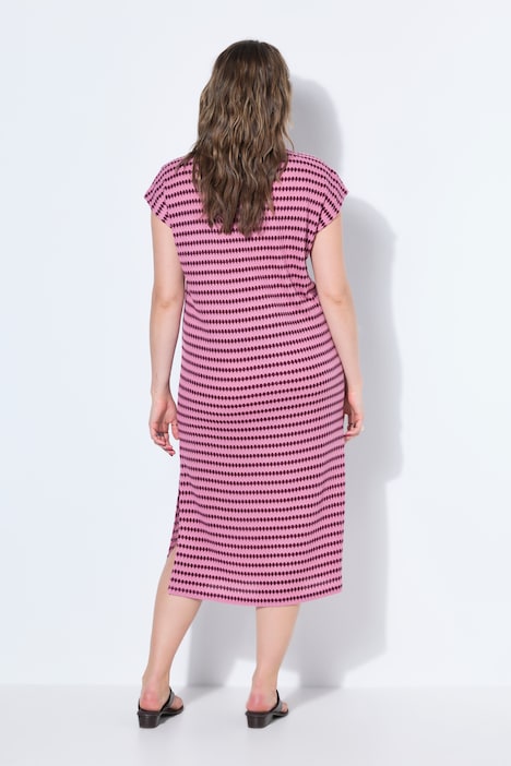 Midikjole, oversize, Jersey, strukturstriper, ermeløs