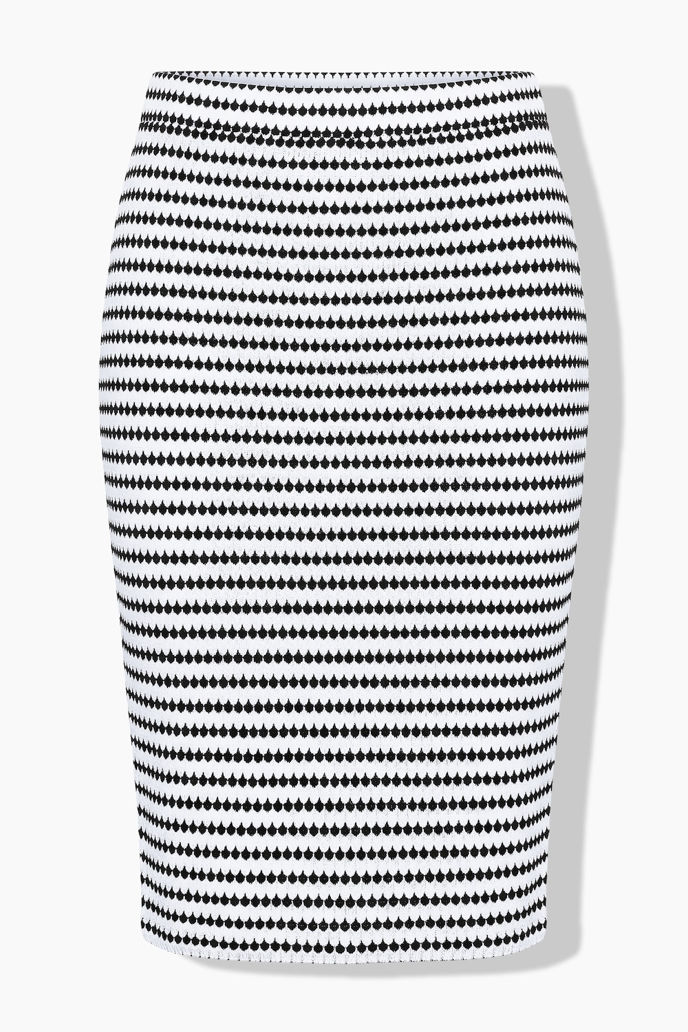 Stora storlekar Midi-jerseykjol i smal modell med strukturränder, Dam, vit, storlek: 50/52, Polyester/Viskos, Studio Untold