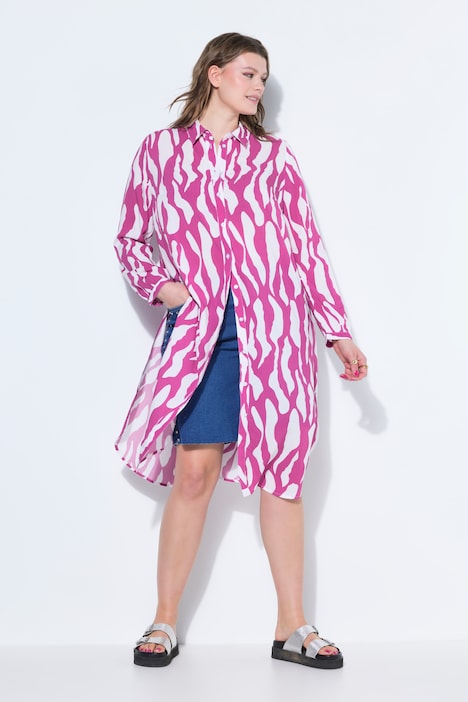 Tunique extra-longue, imprimé zèbre, manches longues