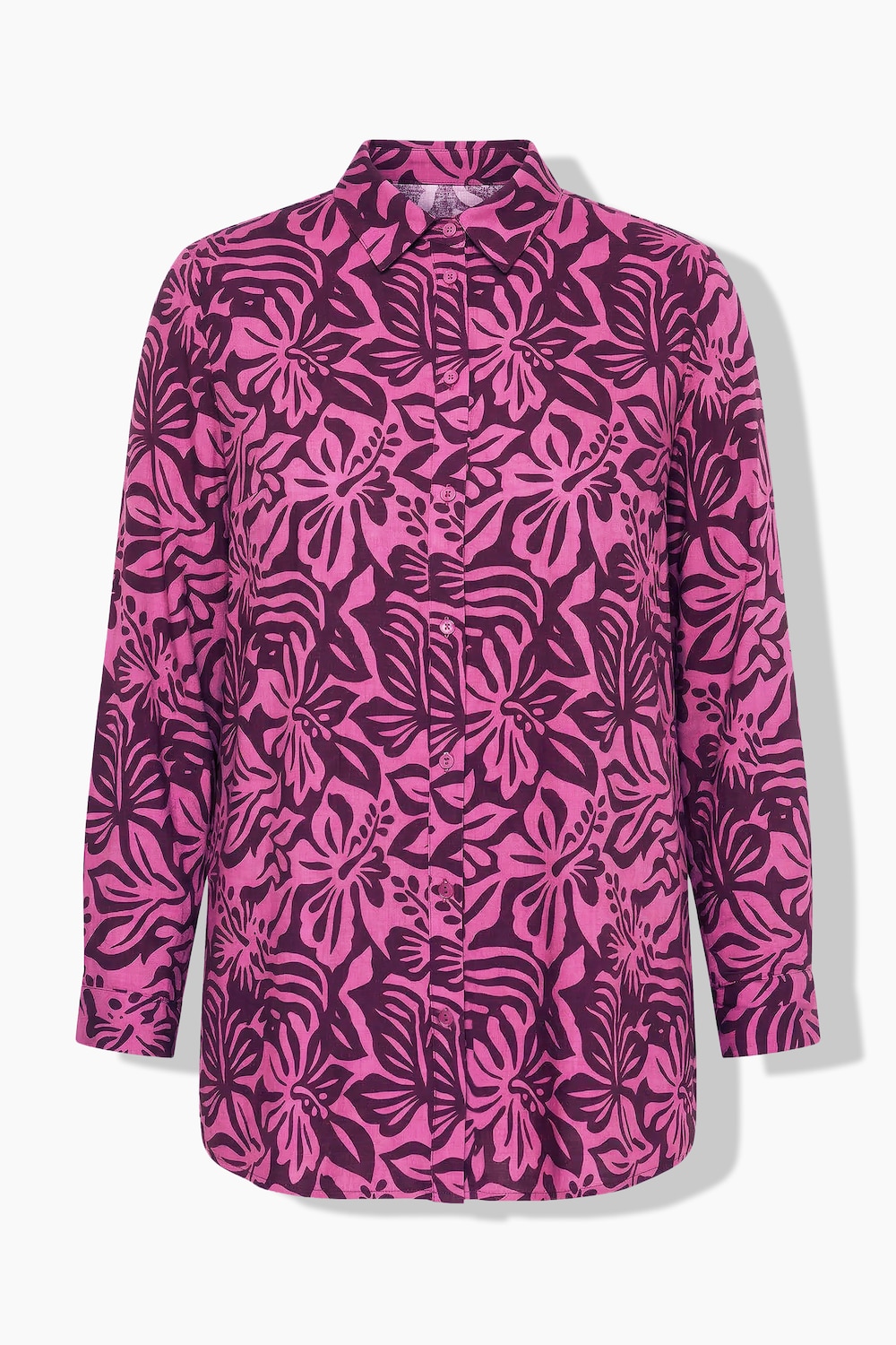 Stora storlekar Skjortblus i rak modell och blommigt mönster, Dam, rosa, storlek: 50/52, Viskos, Studio Untold