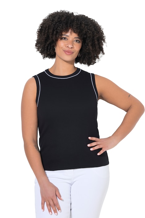 Žebrovaný top, úzký střih, ozdobné lemování