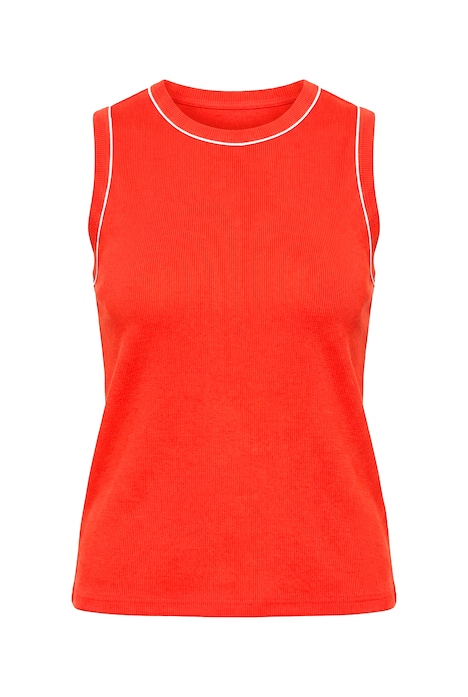 Žebrovaný top, úzký střih, ozdobné lemování