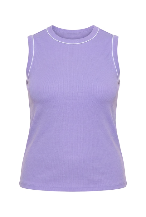 Žebrovaný top, úzký střih, ozdobné lemování