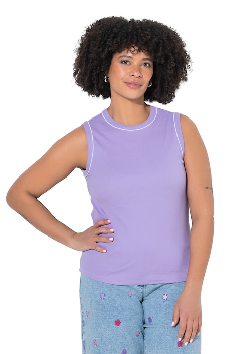 Žebrovaný top, úzký střih, ozdobné lemování