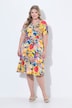 Vestido, corte evasé, estampado completo, cinta para anudar en la cintura