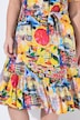 Vestido, corte evasé, estampado completo, cinta para anudar en la cintura
