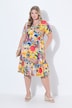 Vestido, corte evasé, estampado completo, cinta para anudar en la cintura