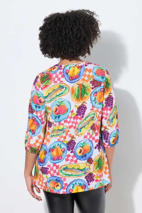 Blouse, A-lijn, Essen-motief, lange mouw