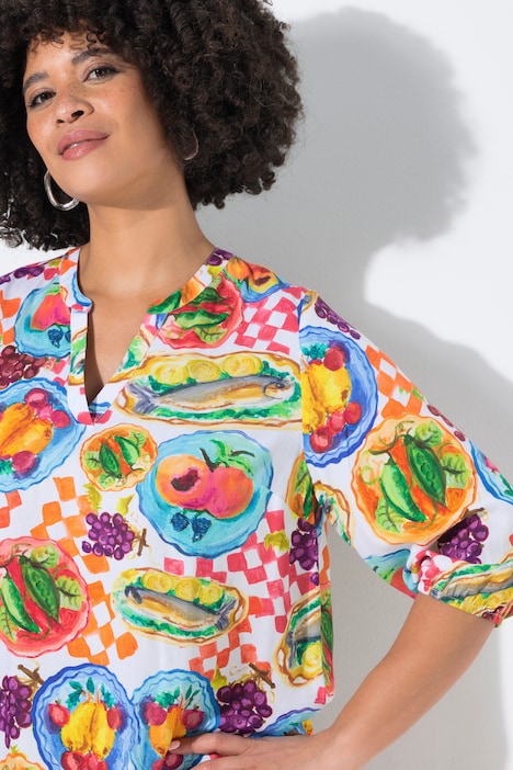 Blouse, A-lijn, Essen-motief, lange mouw