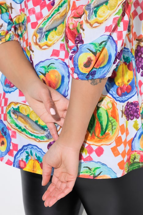 Blouse, A-lijn, Essen-motief, lange mouw