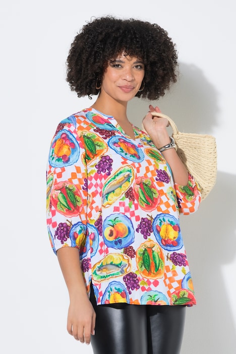 Blouse, A-lijn, Essen-motief, lange mouw