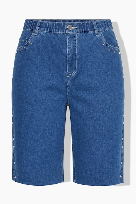 Jeans-Shorts, Wide Legs, High Waist, Ziernieten