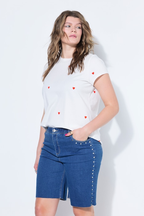 Jeans-Shorts, Wide Legs, High Waist, Ziernieten