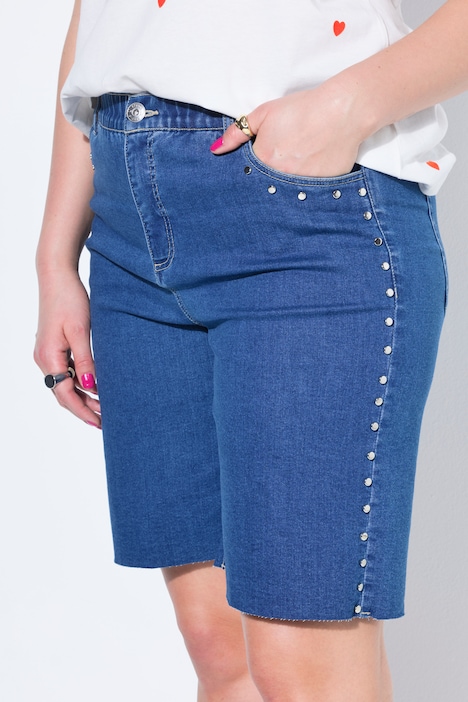 Jeans-Shorts, Wide Legs, High Waist, Ziernieten