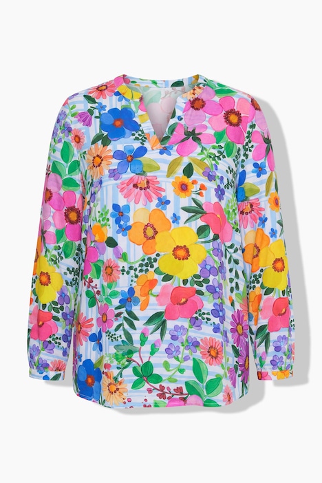Bluse, Regular Fit, Blumenmuster, Langarm