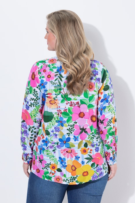 Bluse, Regular Fit, Blumenmuster, Langarm