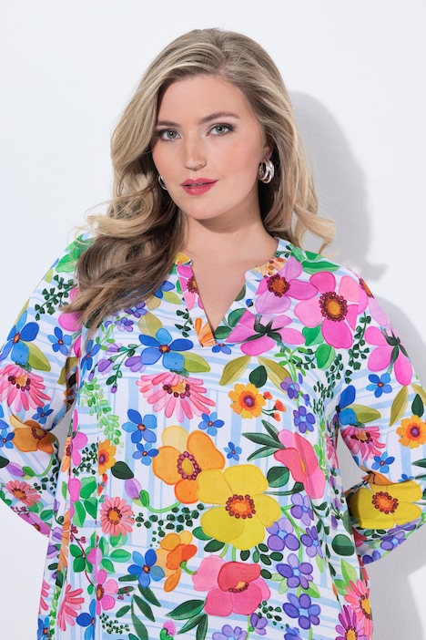 Bluse, Regular Fit, Blumenmuster, Langarm