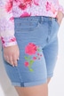 Short en jean 5 poches, jambe large et fleurs brodées