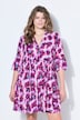 Kleid, A-Line, Flower-Print, Volants