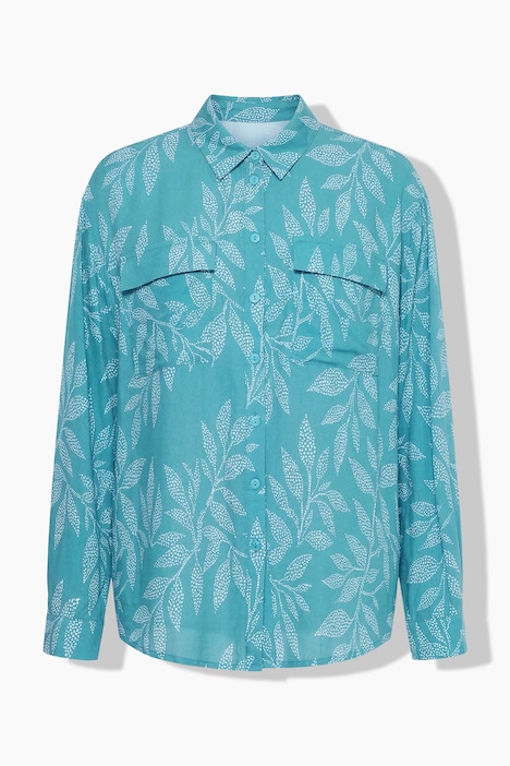 Hemd, Boxy Shape, Krepp, Print
