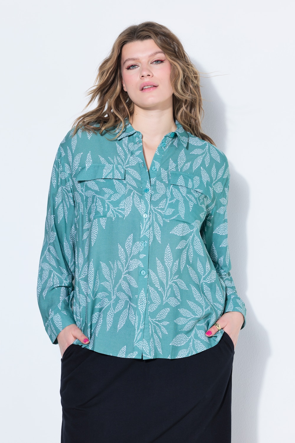 Hemd, Boxy Shape, Krepp, Print