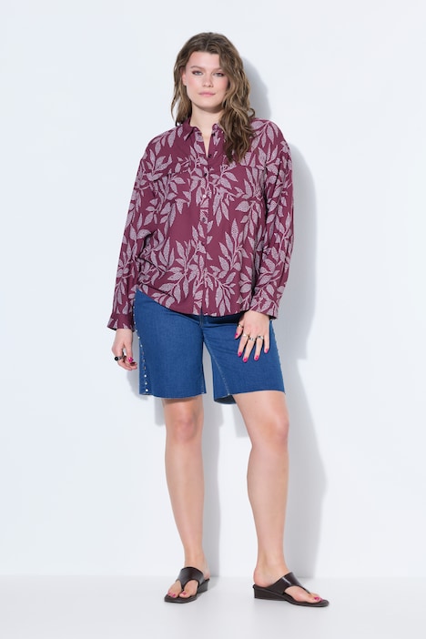 Chemise boxy en crêpe imprimé