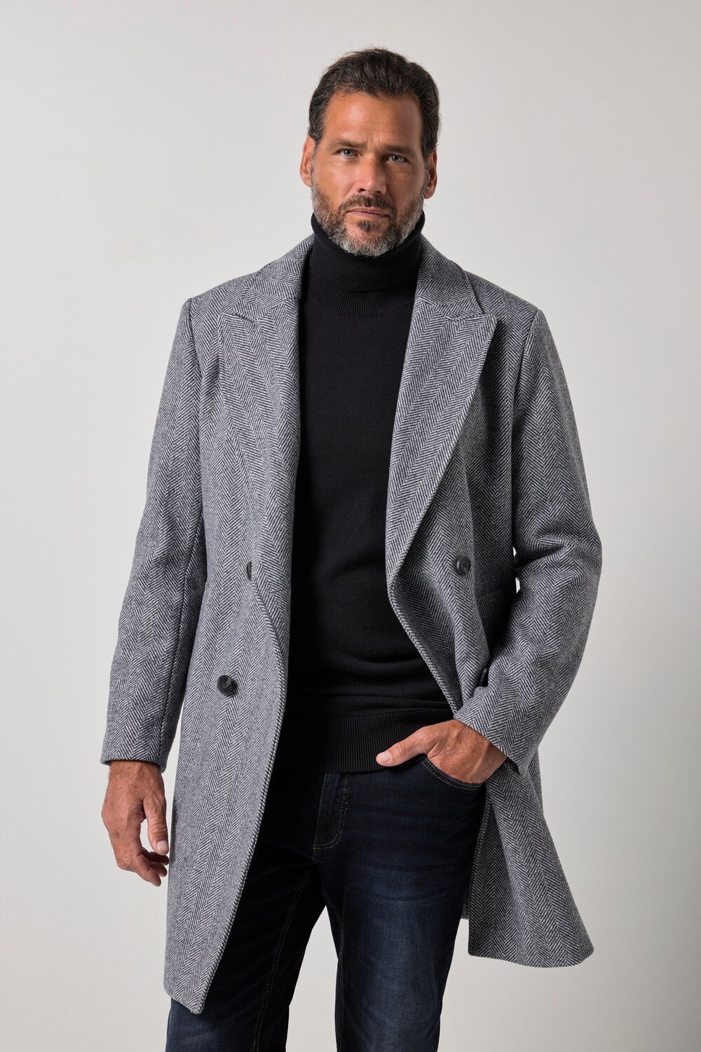 Mantel, Wollmix, Reverskragen, bis 7 XL
