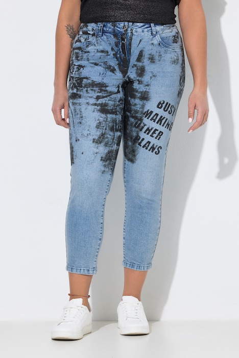 Jeans a 7/8 dal taglio aderente con stampa moderna e cinque tasche