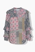 Bluse, Rüschen, A-Linie, Rundhals, Langarm
