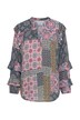 Bluse, Rüschen, A-Linie, Rundhals, Langarm