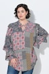 Bluse, Rüschen, A-Linie, Rundhals, Langarm