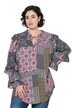 Bluse, Rüschen, A-Linie, Rundhals, Langarm