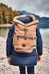 Sac à dos déperlant, en toile cirée et cuir végétal