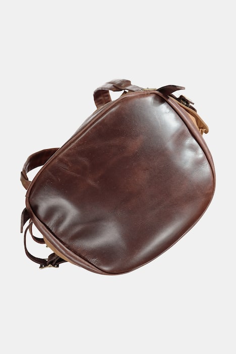 Rugzak, van gewaxt canvas en zadelleer, waterafstotend