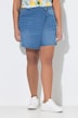 Short en jean 5 poches, aspect jupe sur le devant
