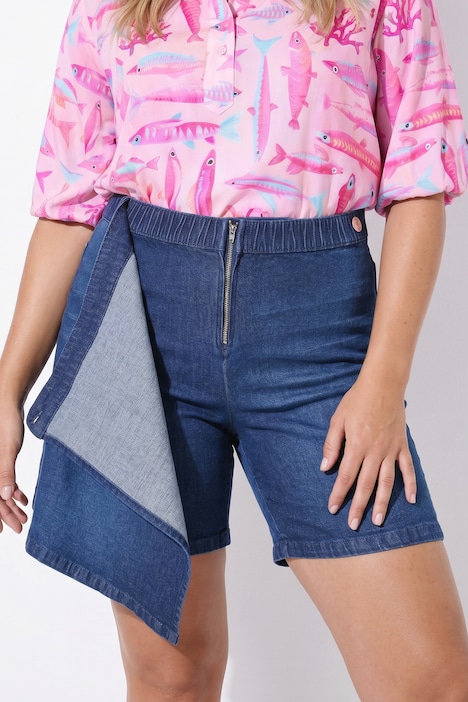 Jeans-Skort, vorne halb wie ein Rock, 5-Pocket