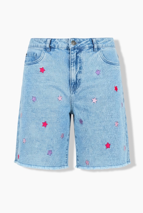 Jeans-Shorts, Sternen-Stickerei, 5-Pocket