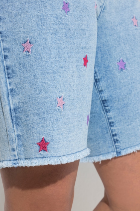 Jeans-Shorts, Sternen-Stickerei, 5-Pocket