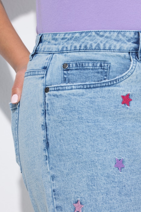 Jeans-Shorts, Sternen-Stickerei, 5-Pocket