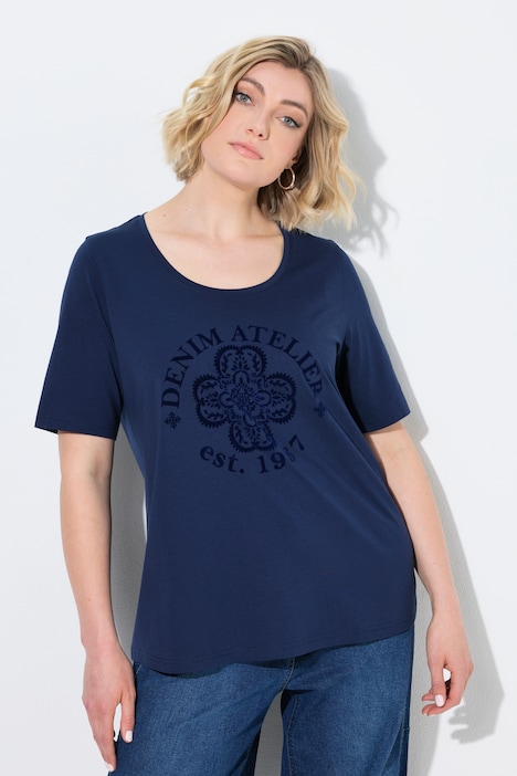 Flocked Denim Atelier Logo Print Tee