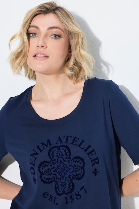 Flocked Denim Atelier Logo Print Tee