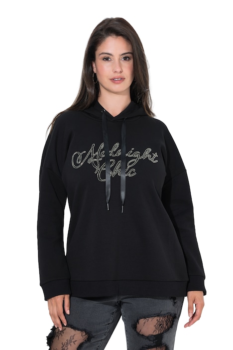 Hoodie, Perlen-Schriftzug, Kapuze, Langarm