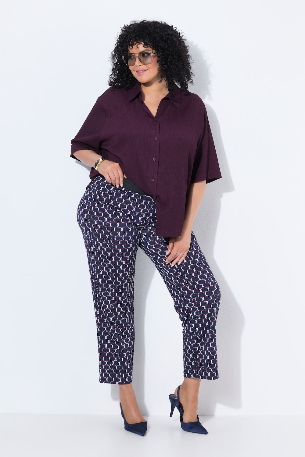 Jerseyhose Sienna, bedruckt, schmales Bein, Elastikbund
