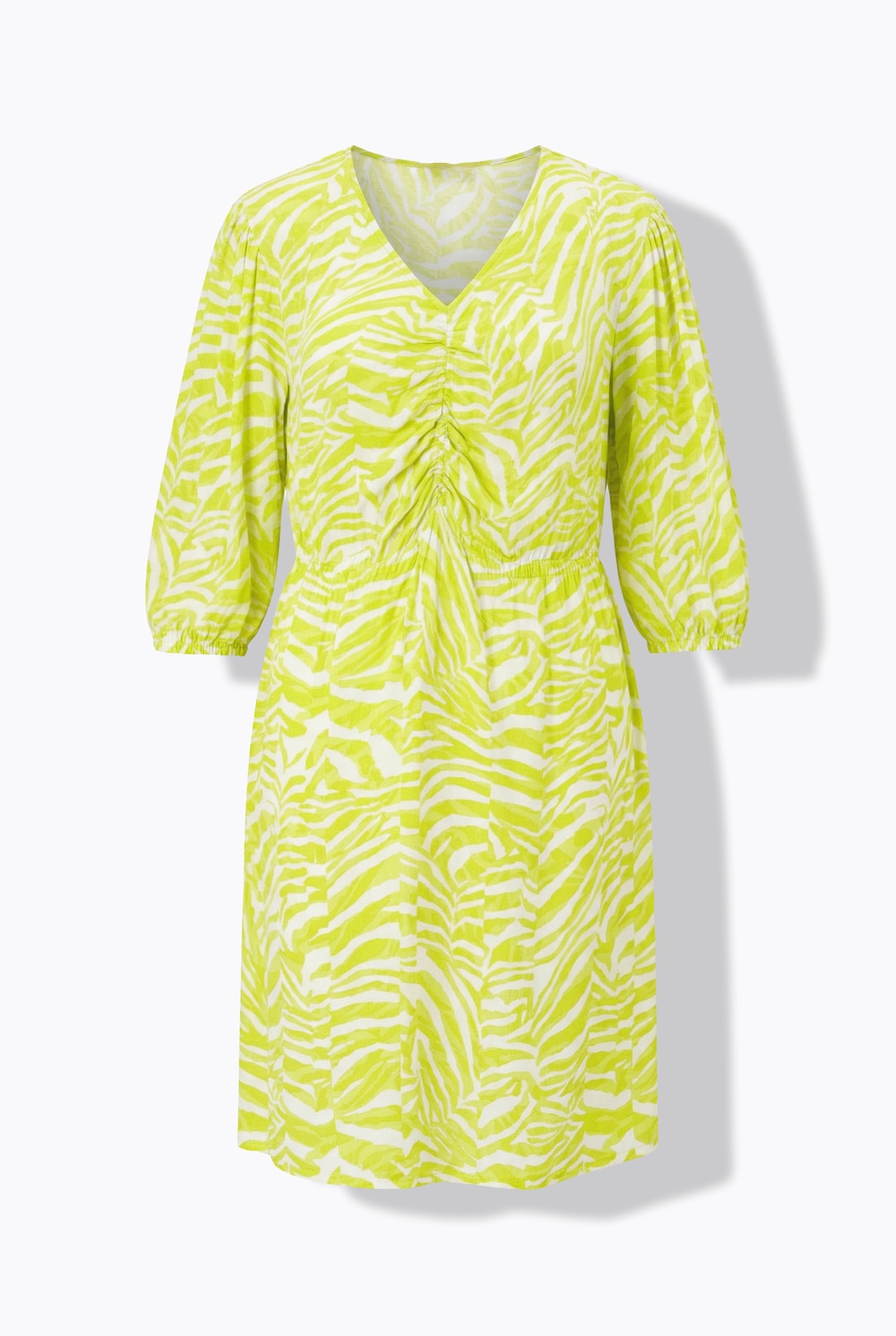 Kleid, A-Linie, Krepp, Animalmuster, 3/4-Ballonärmel