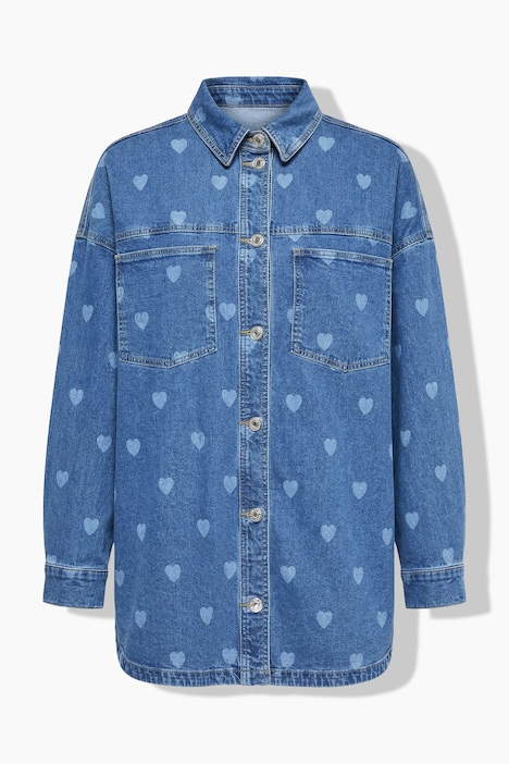 Denimskjorte med hjerteprint