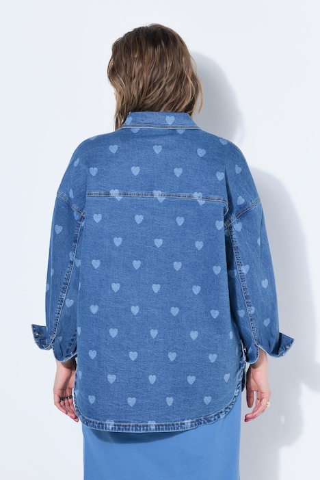 Denimskjorte med hjerteprint