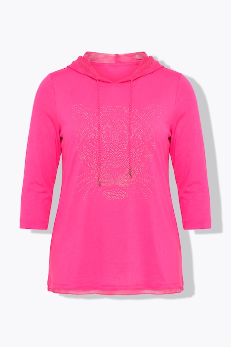 Lång tröja, huva, glitterstenar, djurmönster