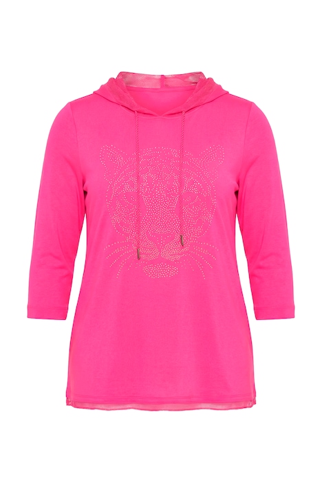 Dlouhé tričko, kapuce, třpytivé kamínky, zvířecí motiv